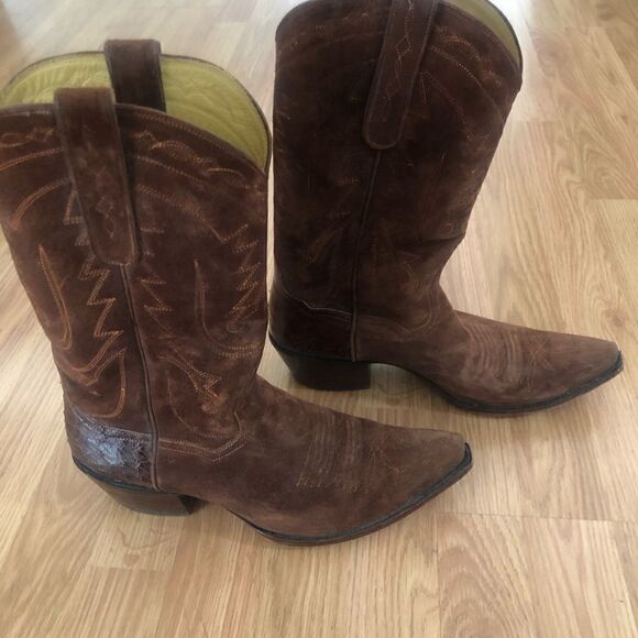 BACK AT THE RANCH El Rancho 12” Suede Leather/Ostrich Cowboy Boots - Picture 7 of 15